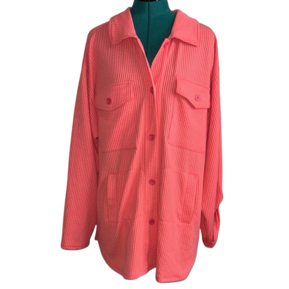 NWT Ruby Rd. Guava Button-Up Jacket, P2P:24”, L:30”, RT $72